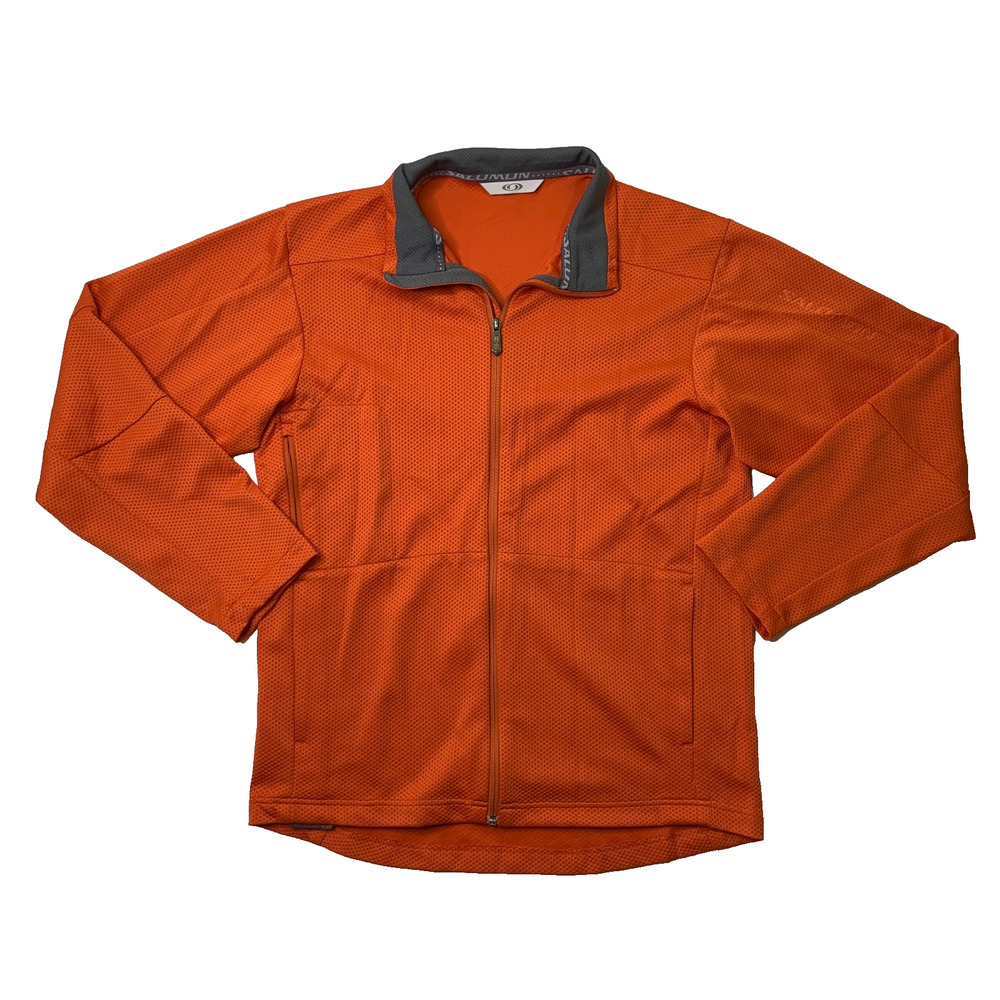 Vintage Salomon Running Jacket Mens L Large Tangerine Honeycomb Full Zip Visible